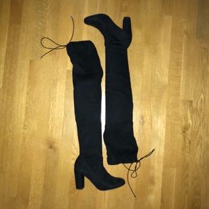 Black thigh high boots